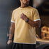 Premium Men's Vintage Foam Print T-Shirt – Heavyweight Yellow Cotton Crew Neck Tee, Loose Fit Summer Streetwear